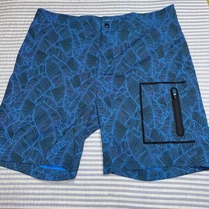 Mack Weldon Men's Swim Trunks Board Shorts Blue Leaf Print Size 37/38